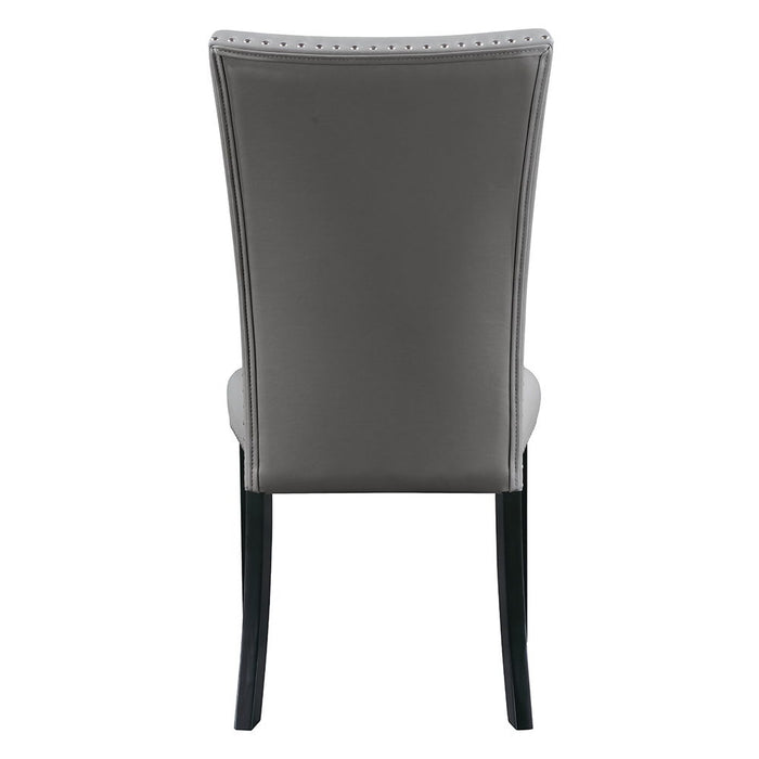 Caralin - Side Chair (Set of 2) - Gray Synthetic Leather & Black ACME