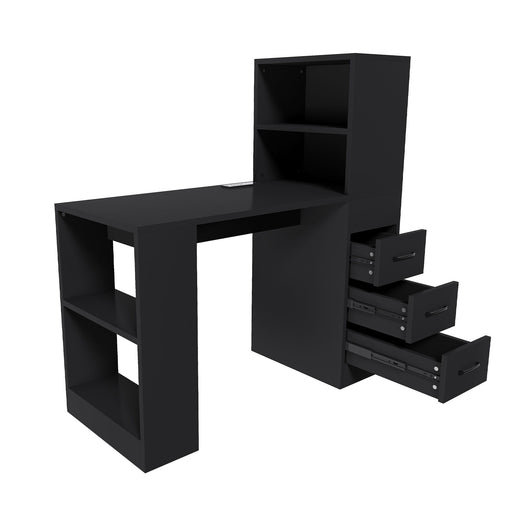 Computer Desk With 4 In 1 Socket & 3 Drawers, 4 Tier Shelves Home Essentials
