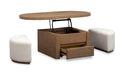 Hayden - Lift Top Storage Cocktail Table With Casters And Two Upholstered Stools - Golden Oat Magnussen Furniture