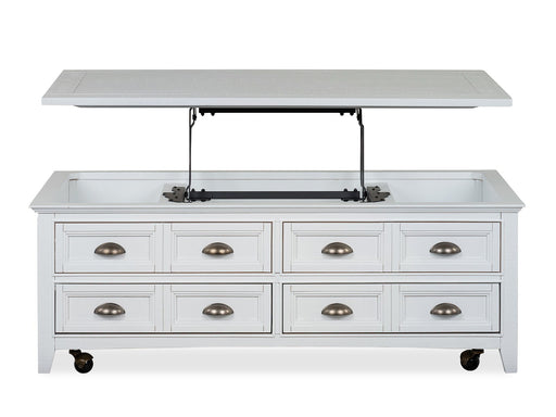 Heron Cove - Lift Top Storage Cocktail Table With Casters - Chalk White Magnussen Furniture