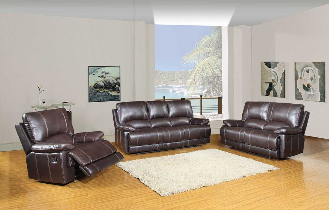 Three Piece Faux Leather Indoor Six Person Seating Set - Brown