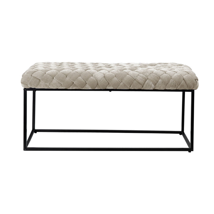 Upholstered Velvet Bench - Cream / Black