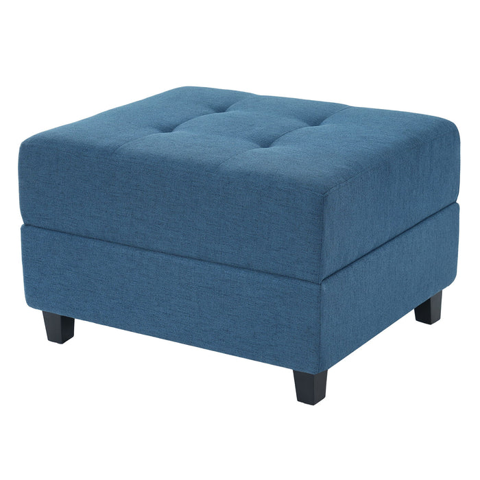 Ottoman, Compact Footrest For Living Room - Navy Blue Noble House