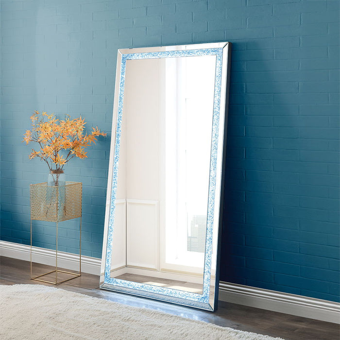 Noralie - Floor Mirror - Faux Diamonds & Mirrored