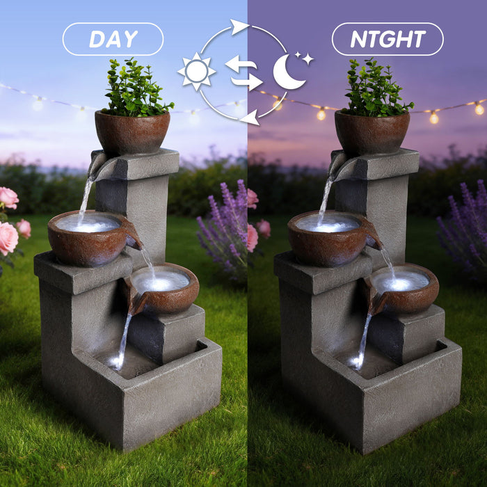 LED Waterfall Fountain Outdoor For Garden - Gray Daily Nest
