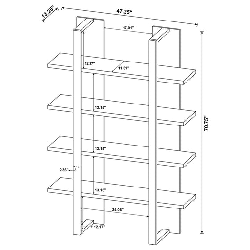Mystrene - 4 Shelf Bookcase With Open Shelving Design - Black Furniture Max