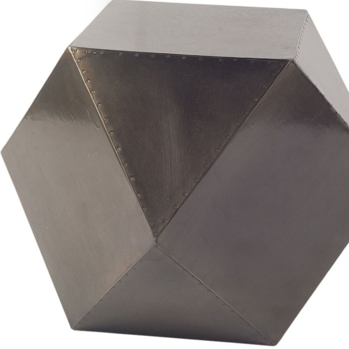 19" Iron Square End Table - Black