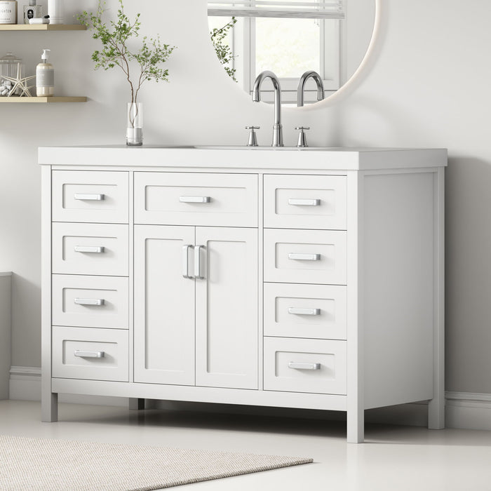 Bathroom Vanity With Sink, 2 Doors 8 Drawers, Soft Close System, Classic Design