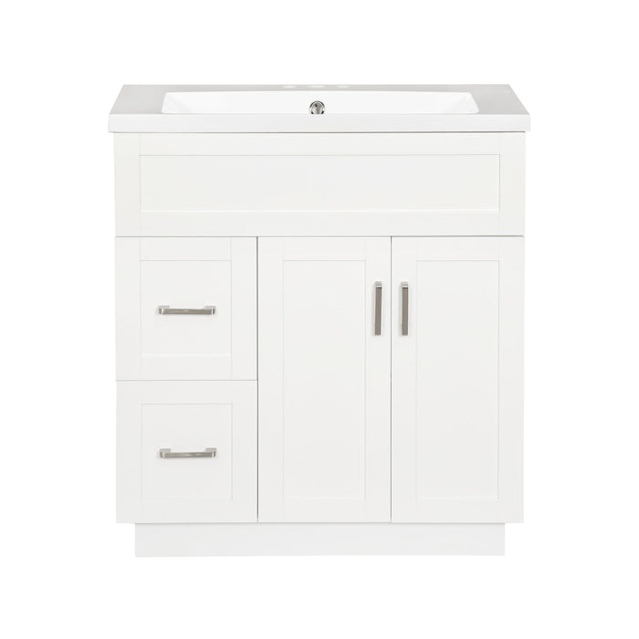 Bathroom Vanity With 2 Doors, 2 Drawers, Adjustable Shelf, Hidden Slides & Soft Close Hinges
