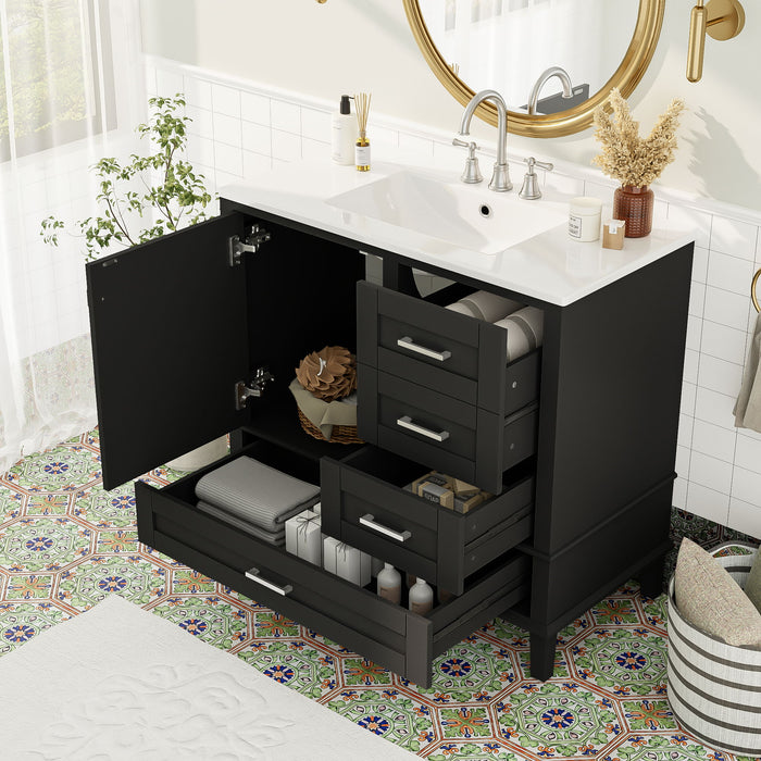 Bathroom Vanity, Modern Bathroom Cabinet With Sink Combo Set, Bathroom Storage Cabinet With A Soft Closing Door And 3 Drawers, Solid Wood Frame Hearth and Haven