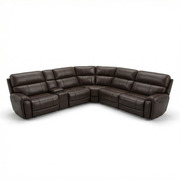 Brazil - Power Sectional With Adjustable Headrest & Footrest - Dark Brown Home Essentials