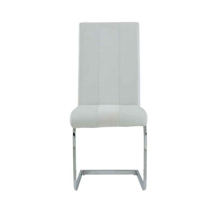 Dining Chairs With Silver Tone Metal Base (Set of 4) - White Two Toned