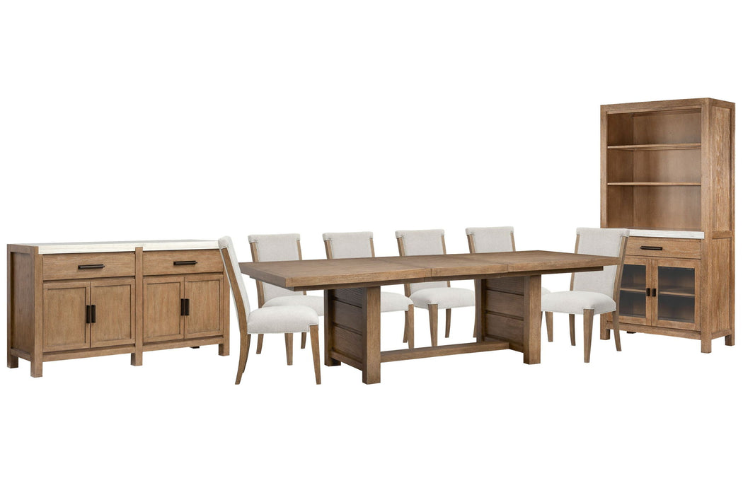 Plum Creek - 9 Piece Extendable Trestle Dining Table Set Magnussen Furniture
