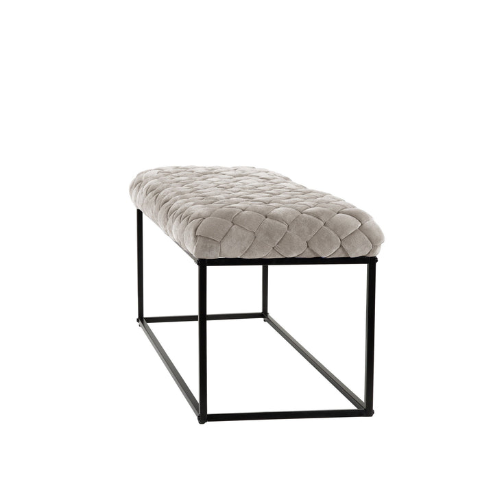 Upholstered Velvet Bench - Cream / Black