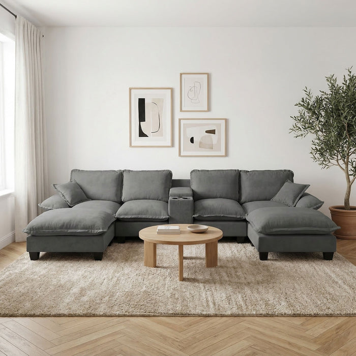Modular Cloud Couch Sofa With Cup Holders & Storage, USB Port Home Essentials