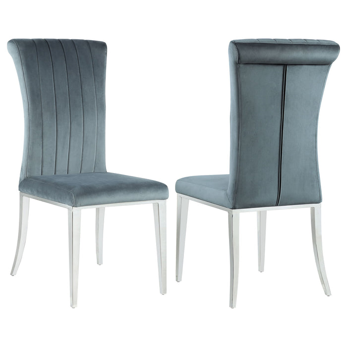 Tufted Side Upholstered Dining Chair (Set of 2) - Gray Furniture Max