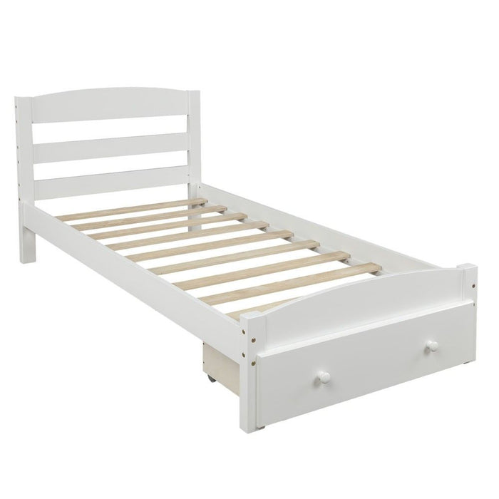 Twin Upholstered Bed - White