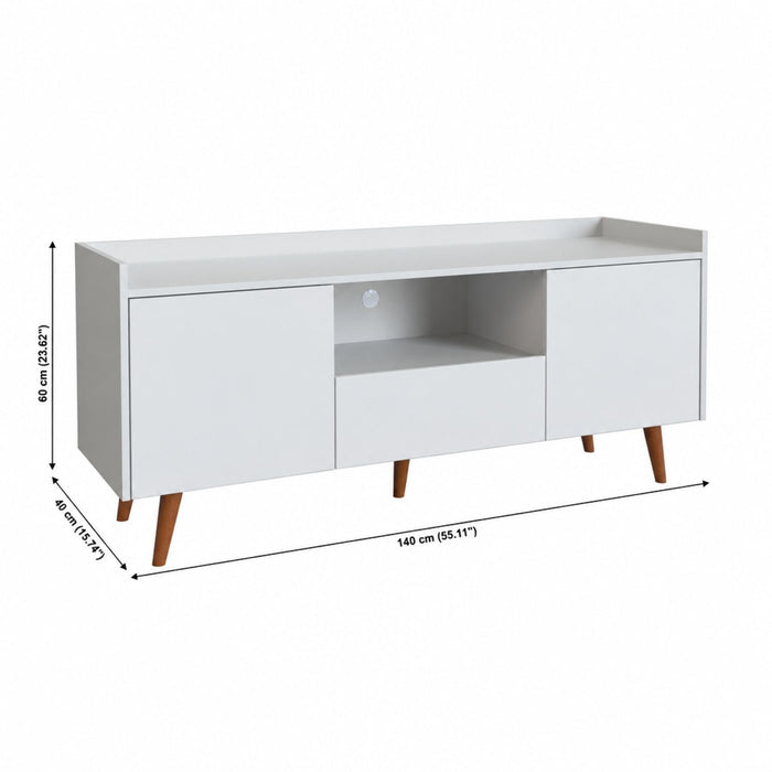 TV Stand For TVs Up To 60" With Open Storage Shelf, 2 Doors, 1 Drawer And Cable Management Home Essentials