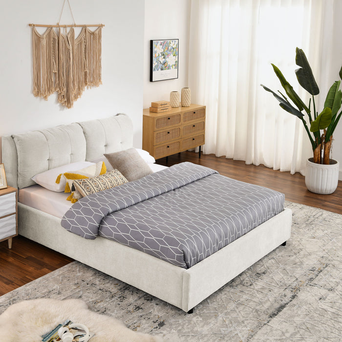 Storage Upholstered Hydraulic Platform Bed With Integrated Headboard Home Essentials