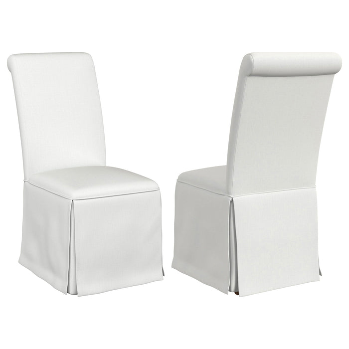 Isela - Upholstered Skirted Side Chair (Set of 2) - White