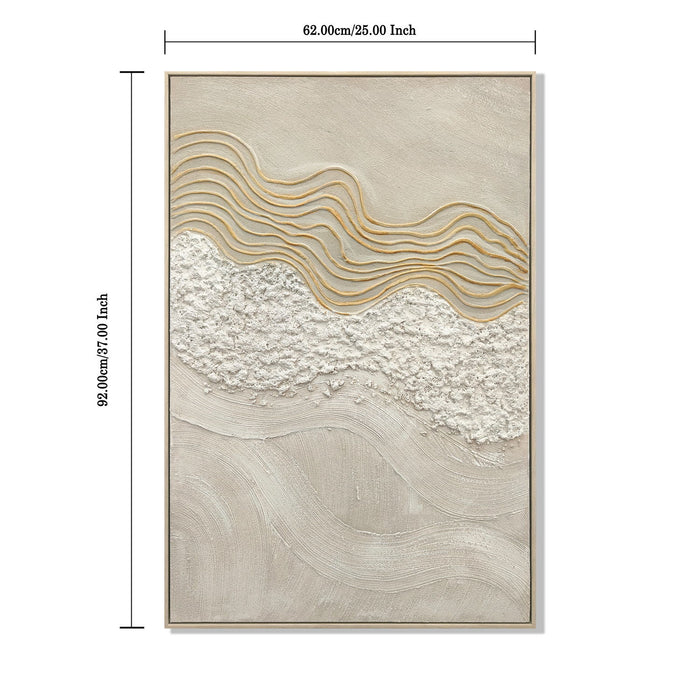Framed Wall Art, Textured Canvas Painting With Accents, Decor For Living Room (Set of 2) - Antique White Daily Nest