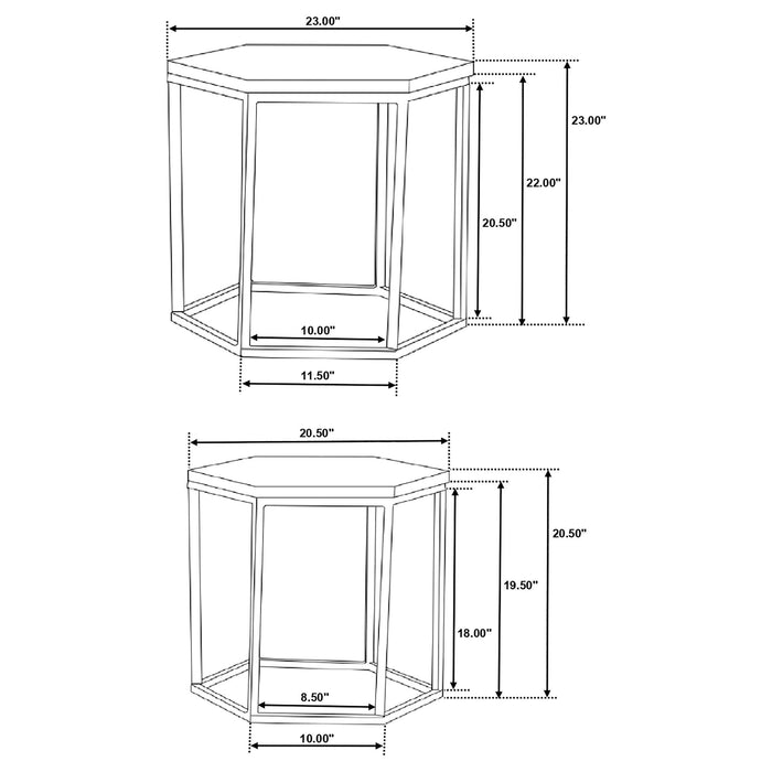 2 Piece Nesting Table With Hexagon Base - Brown Furniture Max