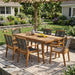 7 Piece Outdoor Patio Dining Set With Table And 6 Arm Chairs - Brown / Dark Gray / Teak Noble House