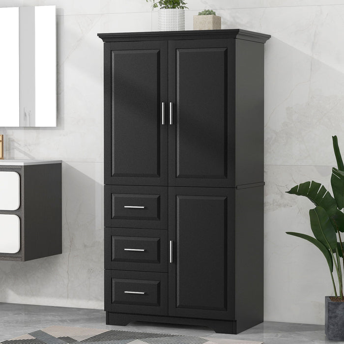 Tall Wide Storage Cabinet With Doors, 3 Drawers Hearth and Haven