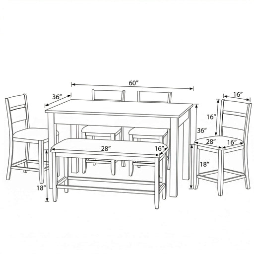 6 Piece Gathering Dining Set Emerald Home