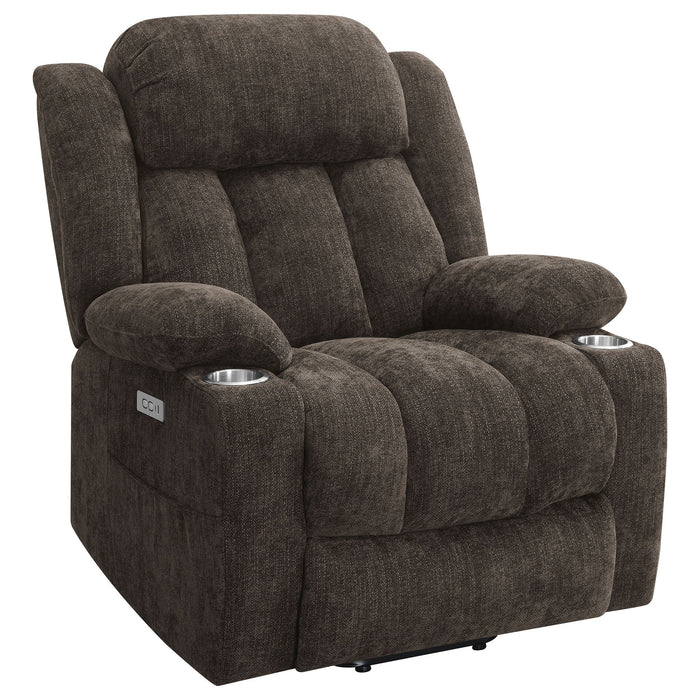 Beca - Upholstered Power Lift Recliner With Cupholders And USB Charging Furniture Max