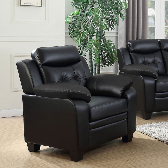 Winchell - Upholstered Padded Arm Tufted Accent Chair - Black Furniture Max