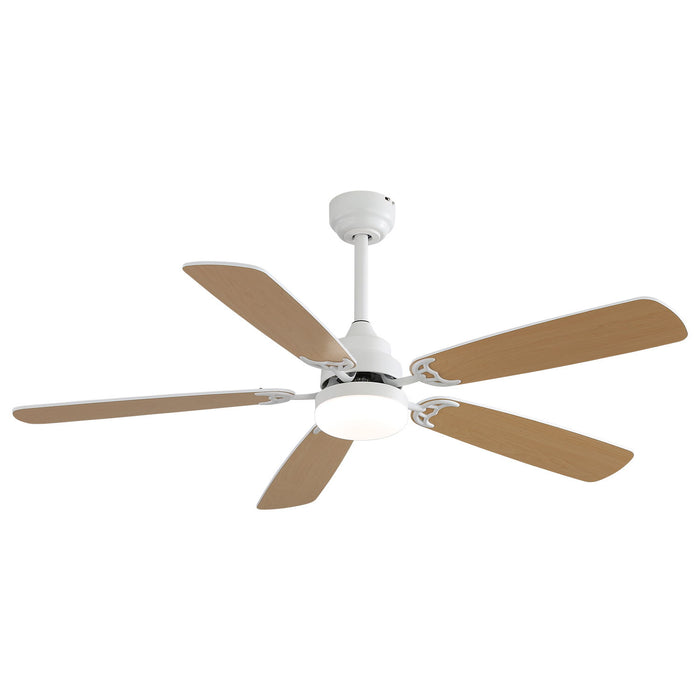 52" DC Motor Ceiling Fan With LED Light, 6 Speed Remote Control, Reversible Blades For Living Room - White Daily Nest