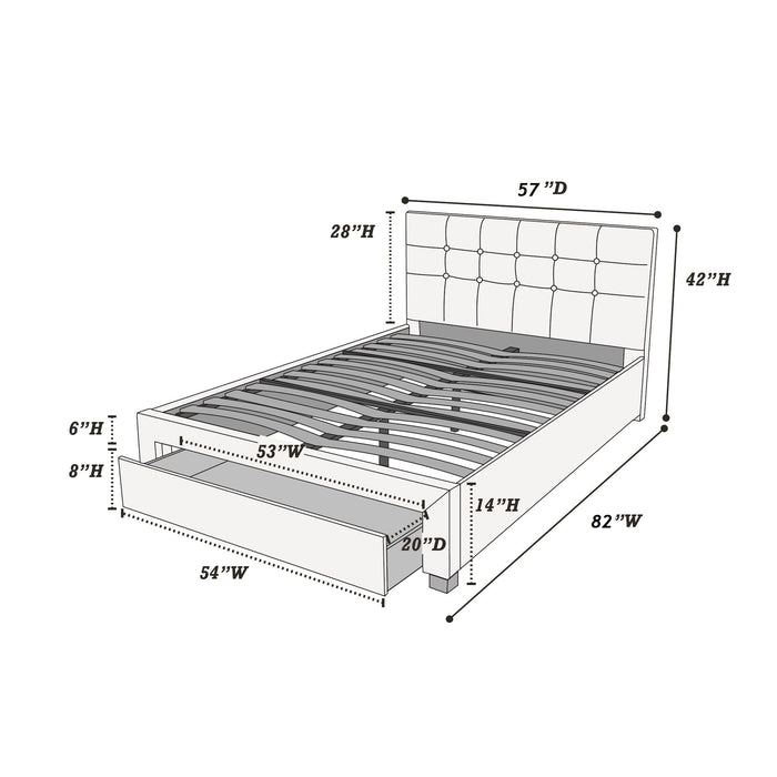 Bed With Tufted Headboard And Storage Drawer Home Essentials