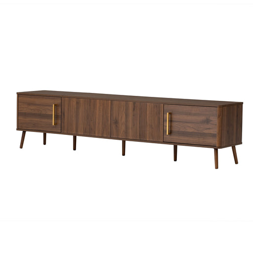 TV Stand For TVs Up To 85" With Fluted Door, Cable Management, Soft-Closing Hinges - Walnut Hearth and Haven