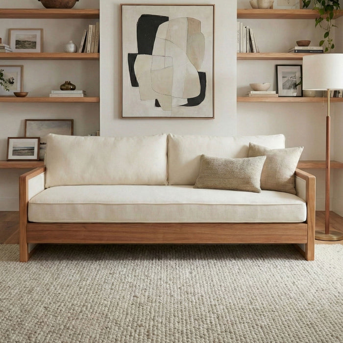Modern 3 Seater Sofa With Armrests, Living Room Couch Noble House