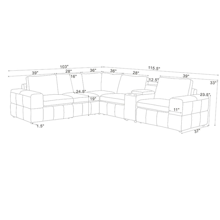 Modular Sectional With Large Square Arms Home Essentials