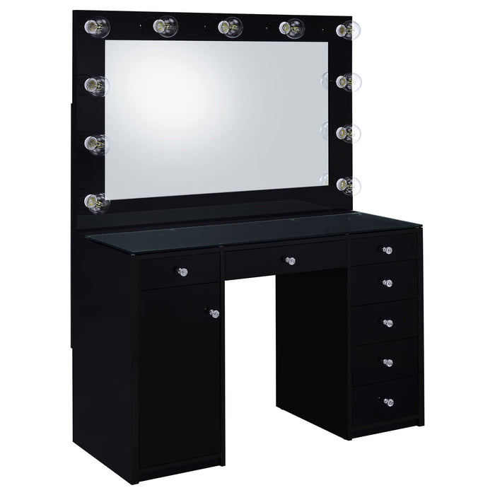 Fern - 7 Drawer Vanity Set With Mirror And Globe Lights Furniture Max