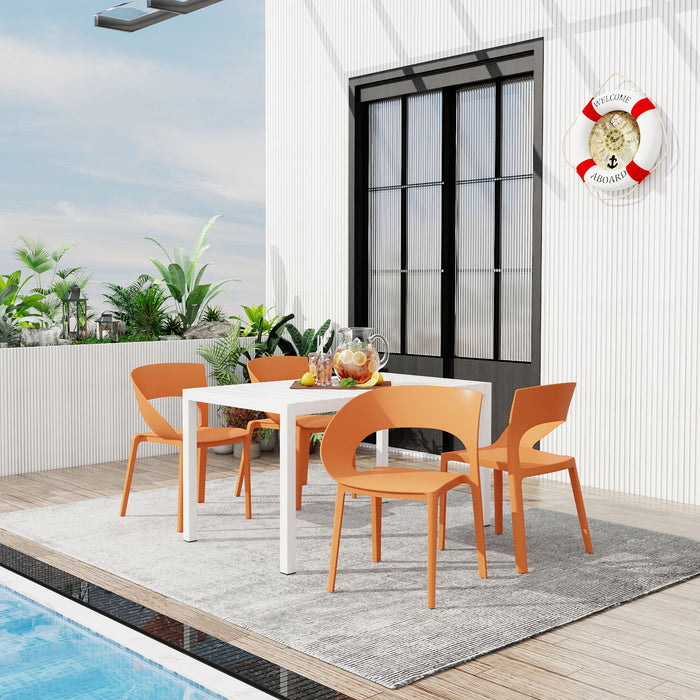 4 Piece Set Of Modern Designed Single Chairs With Long Table Home Essentials