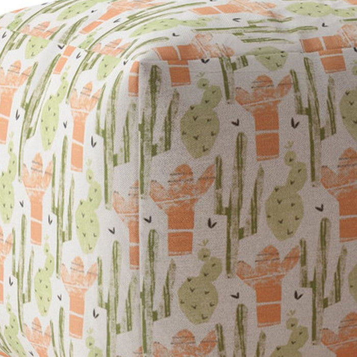 Cotton Cactus Pouf Ottoman - Orange