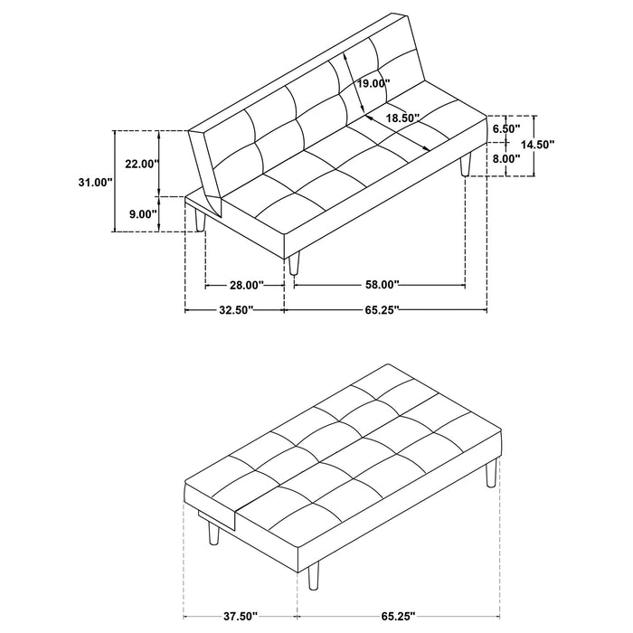 Boston - Tufted Convertible Sofa Bed Armless Design - Black Furniture Max