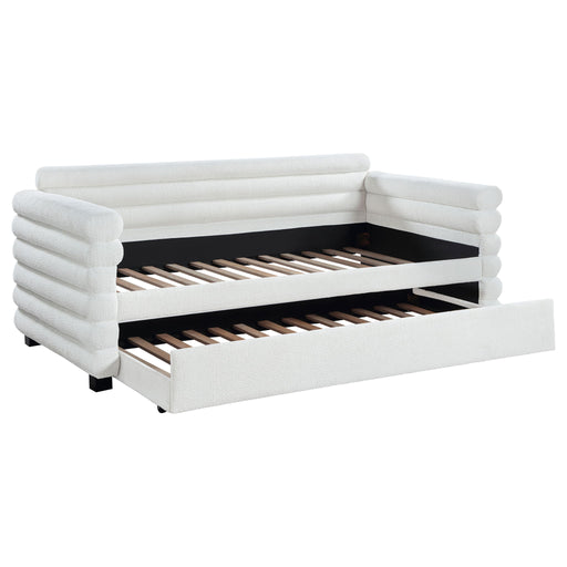 Fandango - Upholstered Twin Day Bed With Trundle - White Furniture Max