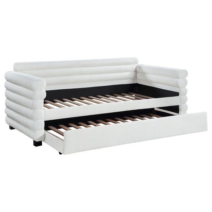 Fandango - Upholstered Twin Day Bed With Trundle - White Furniture Max