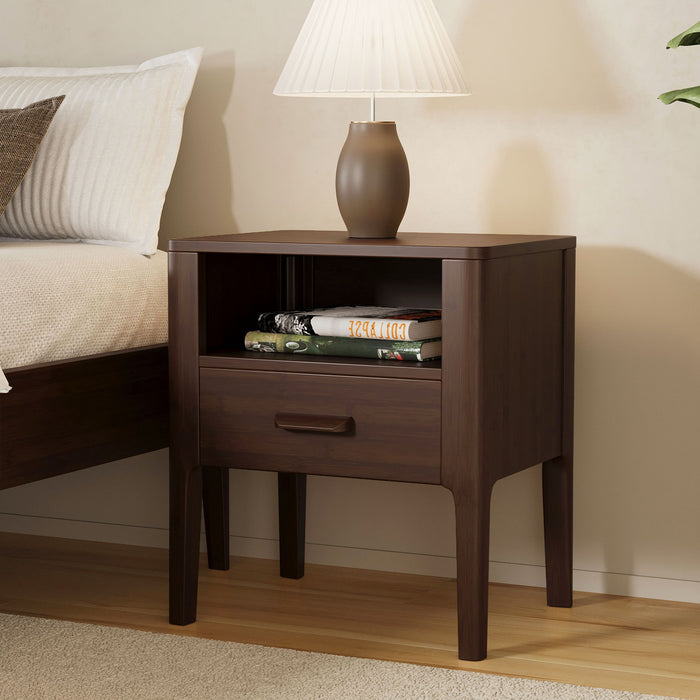 Modern Nightstand With Drawer And Open Shelf Hearth and Haven