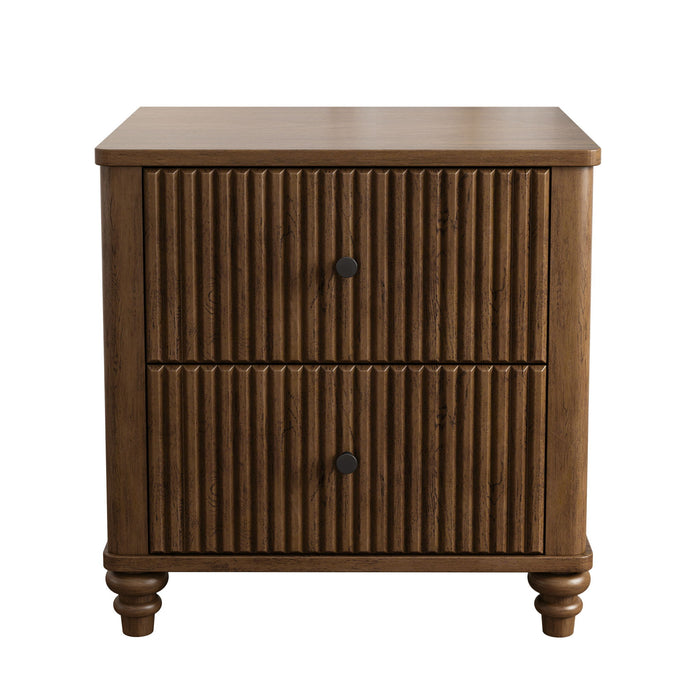 Fluted Nightstand With 3 Drawers Home Essentials