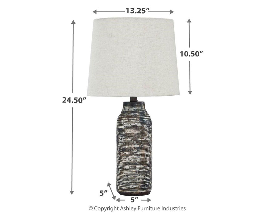 Mahima - Paper Table Lamp (Set of 2) - Black / White Signature Design by Ashley®