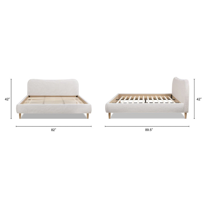 Roman - King Curved Headboard Upholstered Platform Bed - Light Beige Jennifer Taylor Home