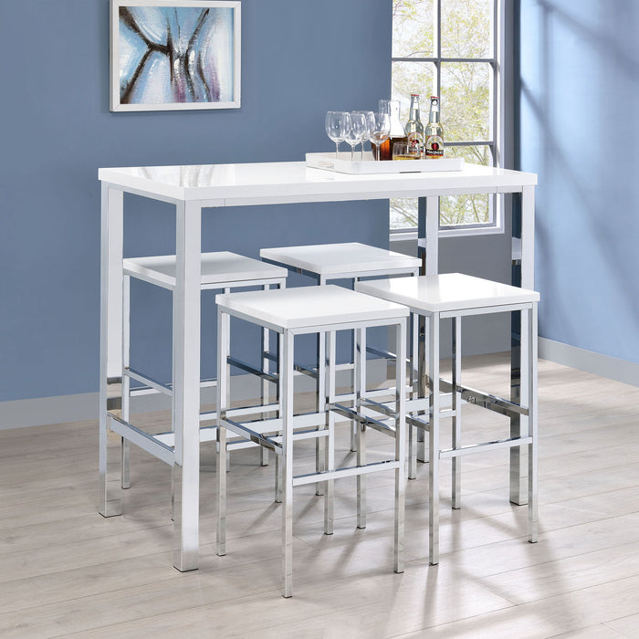 Nimitz - 5 Piece Bar Set - Gloss White Furniture Max