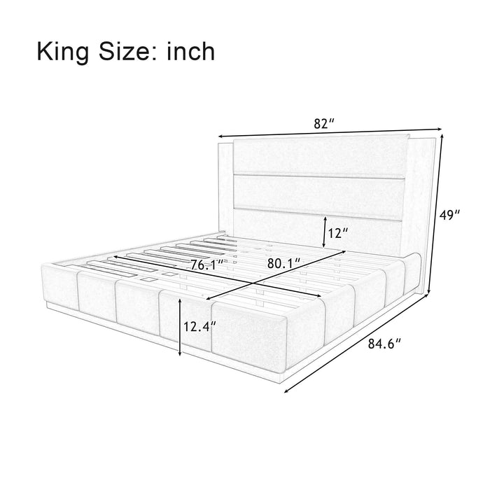 Modern Upholstered Platform Bed With Extended Headboard Hearth and Haven