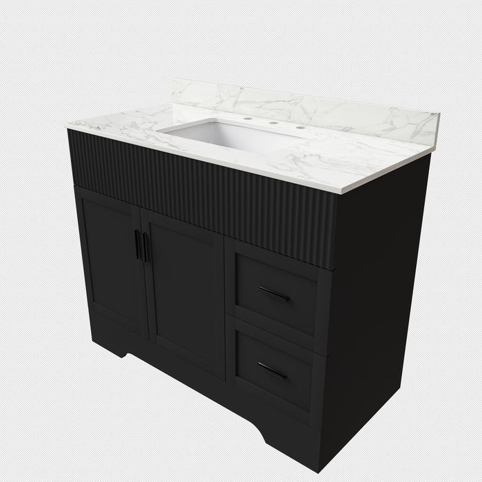 Bathroom Vanity Set, Soft Close Doors & Drawers, 3 Faucet Holes, Sink Included - Black Home Essentials