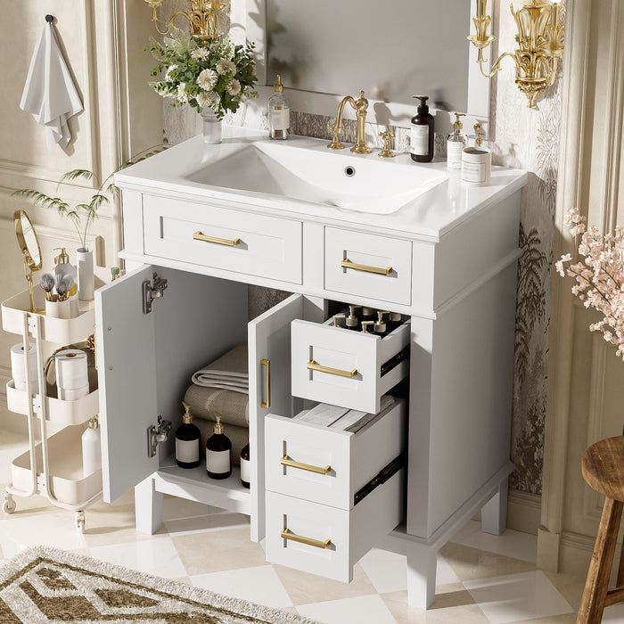 Modern Bathroom Vanity With Sink, Storage Cabinet, Soft Close Doors, Deep & Standard Drawers Hearth and Haven